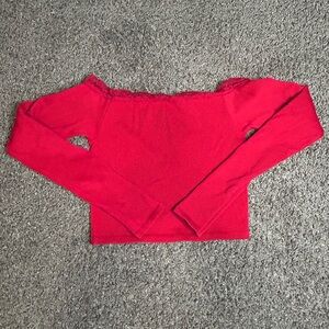 Urban Outfitters Red Lace Trim Off The Shoulder Top
